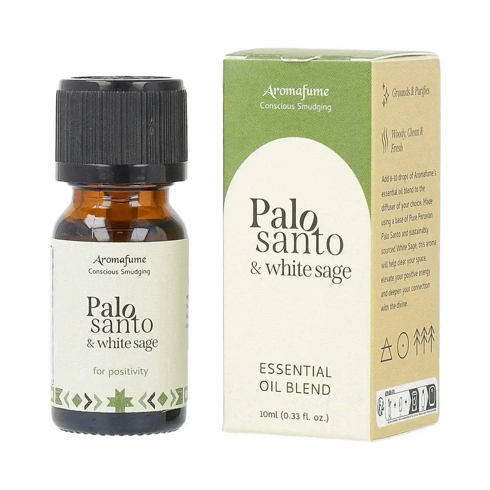 Aromafume ätherische Ölmischung Palo Santo & Weißer Salbei in 10ml Flasche mit Verpackung für Positivität