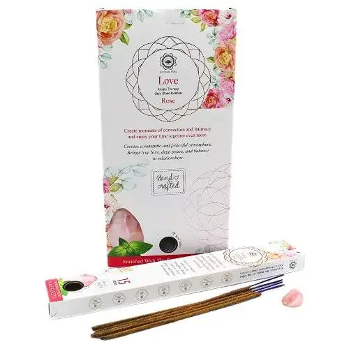 Green Tree Räucherstäbchen "Love" - mit Edelstein Rosenquarz