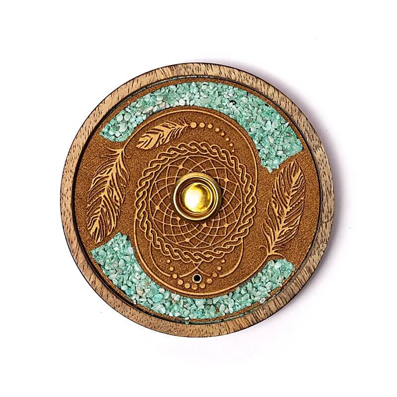 Räucherstäbchen & Kegelhalter "Traumfänger" mit Amazonit Ø10cm