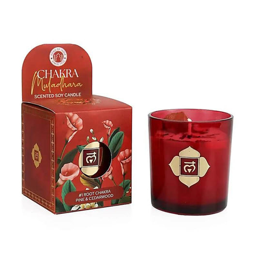 Chakra Duftkerze Muladhara/Wurzelchakra - Kiefer & Zedernholz