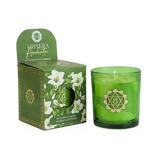 Chakra Duftkerze Anahata/Herzchakra - Jasmin & Safran