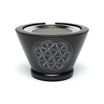 Räuchergefäß Blume des Lebens - schwarzer Speckstein