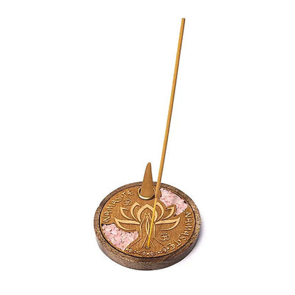 Räucherstäbchen & Kegelhalter "Namaste" mit Rosenquarz Ø10cm